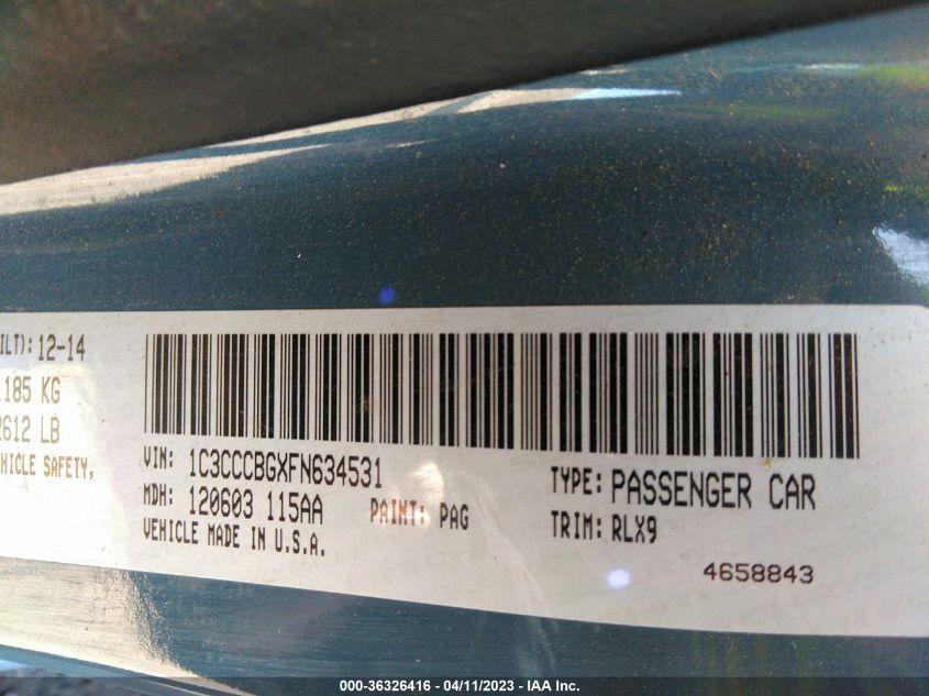 2015 CHRYSLER 200 S - 1C3CCCBGXFN634531