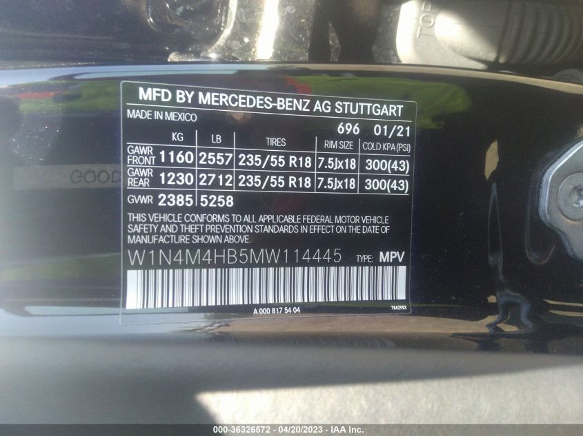 2021 MERCEDES-BENZ GLB GLB 250 W1N4M4HB5MW114445