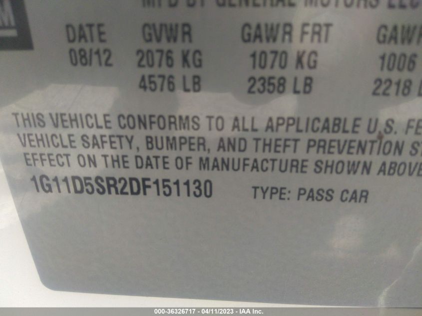 2013 CHEVROLET MALIBU ECO - 1G11D5SR2DF151130