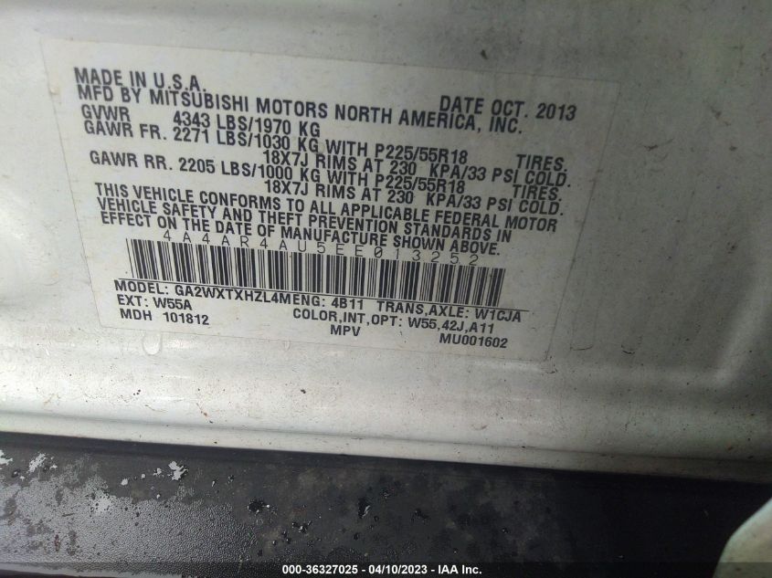 2014 MITSUBISHI OUTLANDER SPORT SE - 4A4AR4AU5EE013252