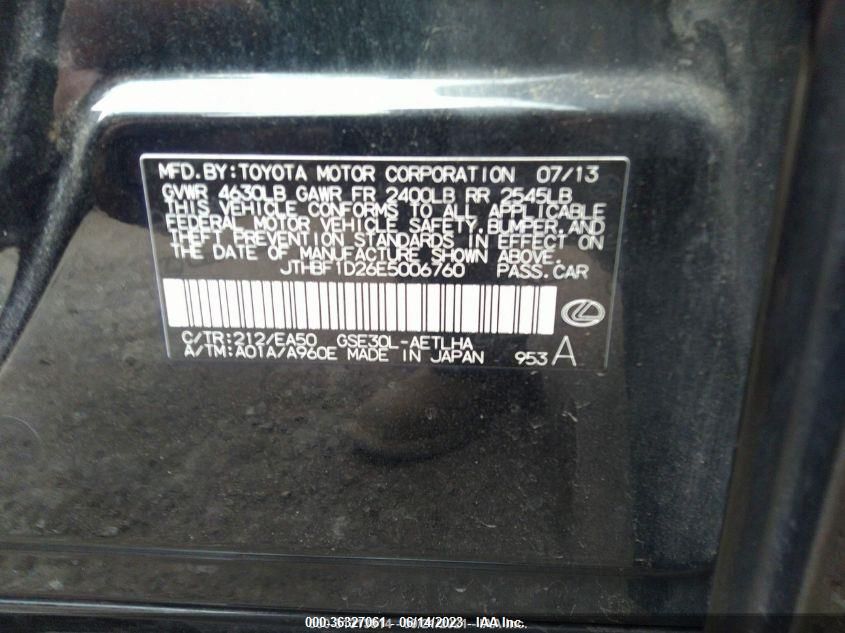 2014 LEXUS IS 250 JTHBF1D26E5006760