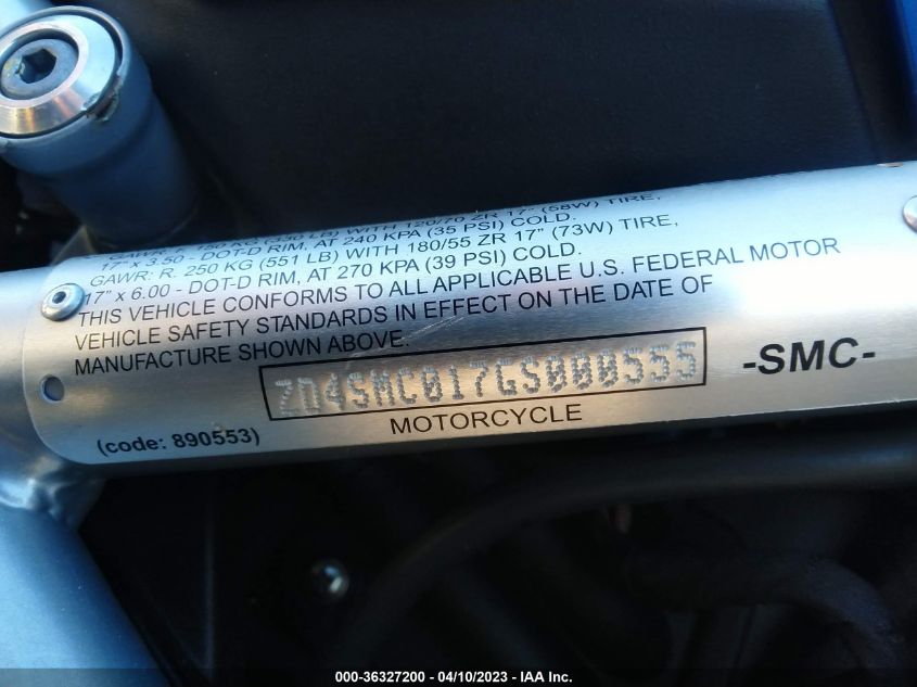 2016 APRILIA DORSODURO 750 ZD4SMC017GS000555