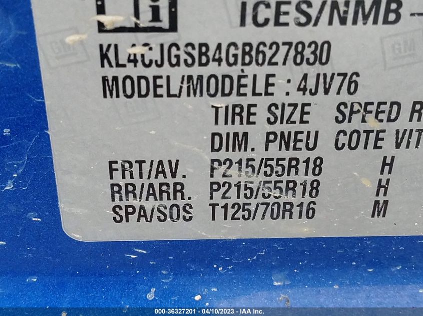 2016 BUICK ENCORE LEATHER - KL4CJGSB4GB627830