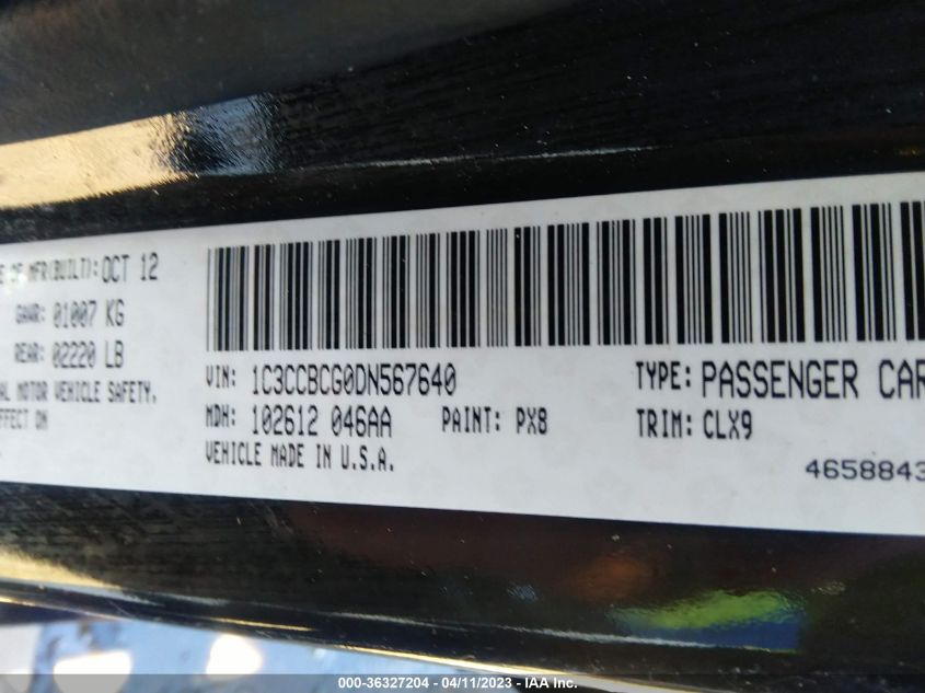 2013 CHRYSLER 200 LIMITED - 1C3CCBCG0DN567640