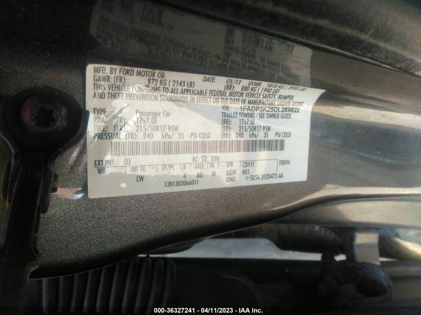 2013 FORD FOCUS SE - 1FADP3K25DL289822