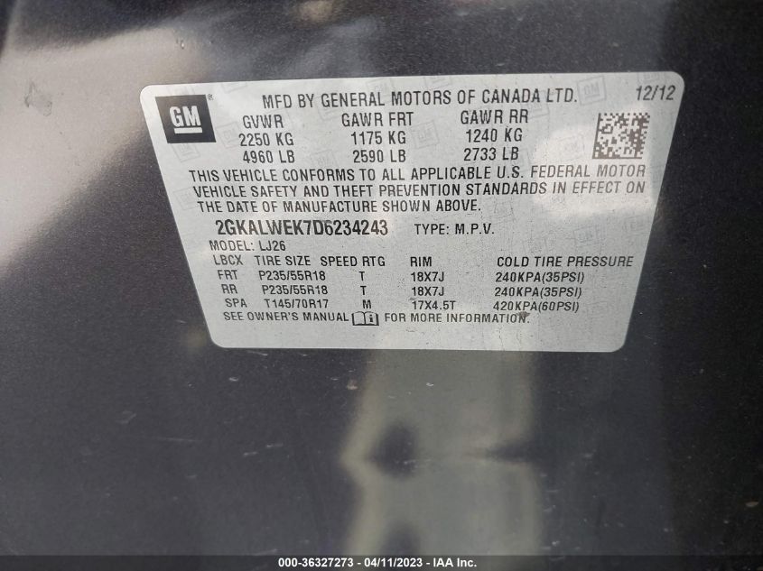 2013 GMC TERRAIN SLT - 2GKALWEK7D6234243