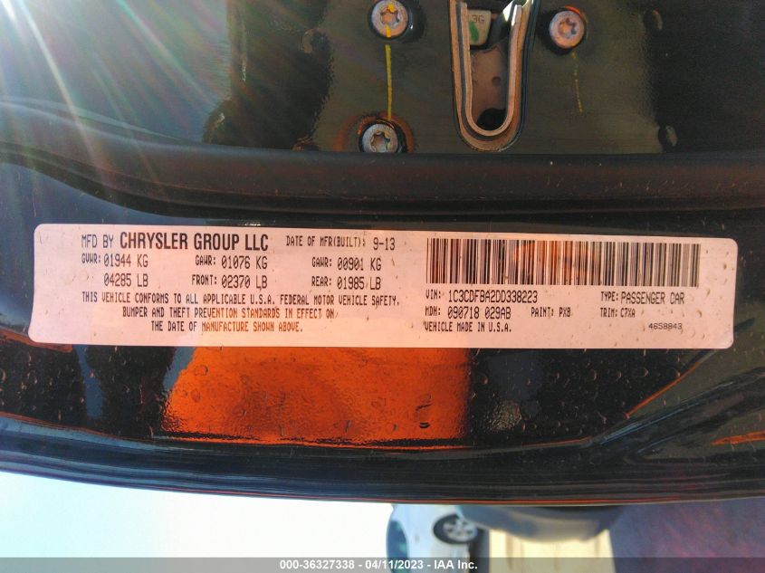 2013 DODGE DART SXT - 1C3CDFBA2DD338223