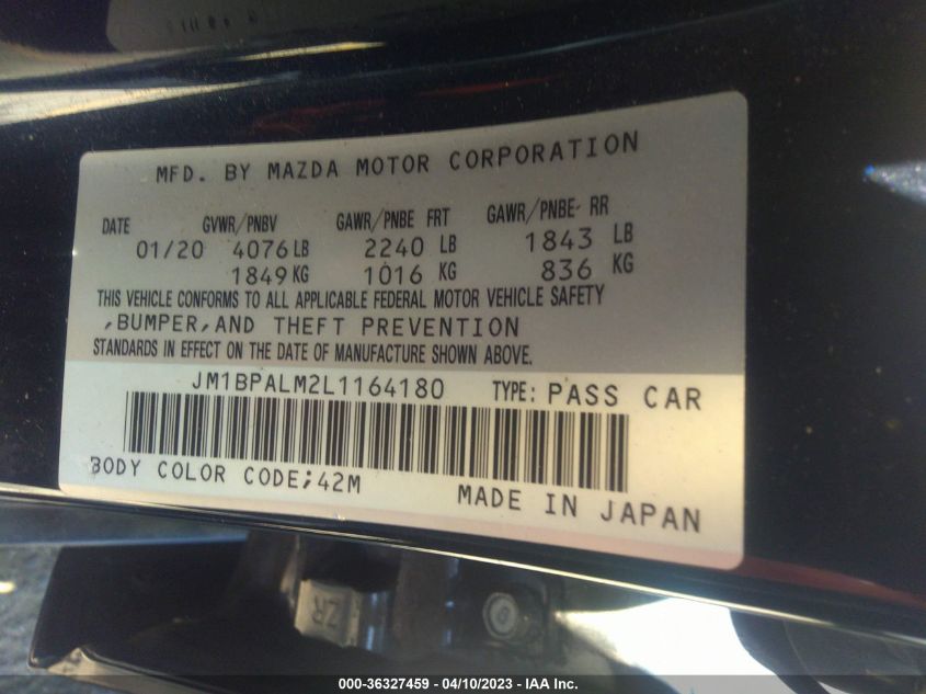 2020 MAZDA MAZDA3 HATCHBACK JM1BPALM2L1164180