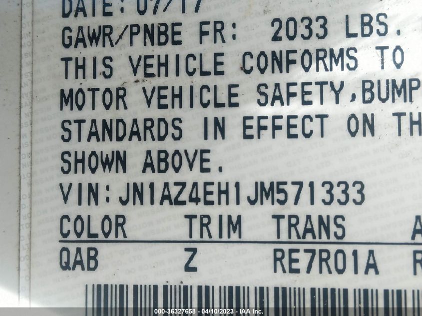 2018 NISSAN 370Z COUPE NISMO JN1AZ4EH1JM571333
