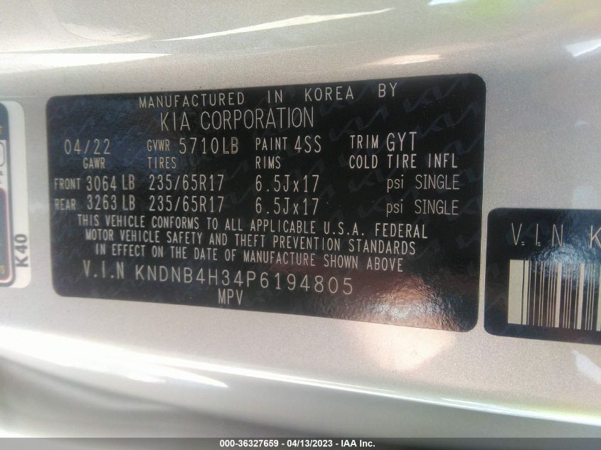 2023 KIA CARNIVAL LX KNDNB4H34P6194805