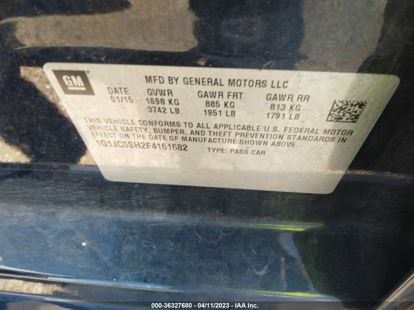 2015 CHEVROLET SONIC LT - 1G1JC5SH2F4161682