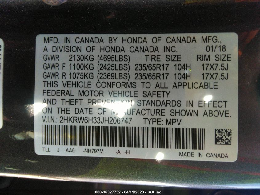 2018 HONDA CR-V LX - 2HKRW6H33JH206747