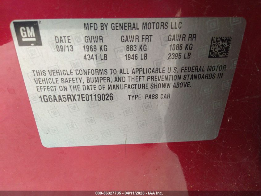 2014 CADILLAC ATS STANDARD RWD - 1G6AA5RX7E0119026