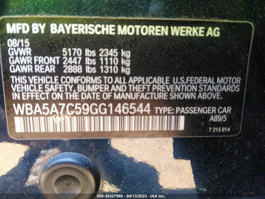 2016 BMW 5 SERIES 528I XDRIVE - WBA5A7C59GG146544