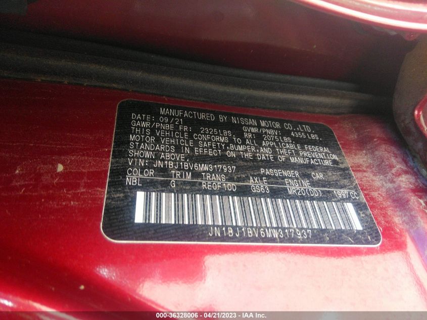 2021 NISSAN ROGUE SPORT SV - JN1BJ1BV6MW317937