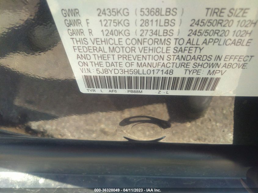 2020 ACURA MDX W/TECHNOLOGY PKG - 5J8YD3H59LL017148