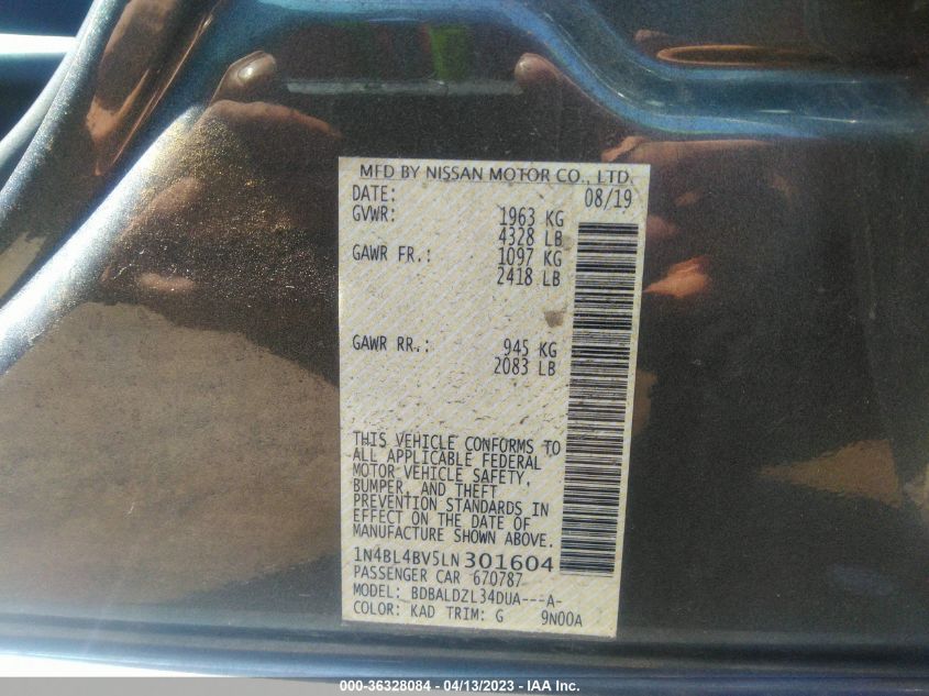 2020 NISSAN ALTIMA 2.5 S - 1N4BL4BV5LN301604