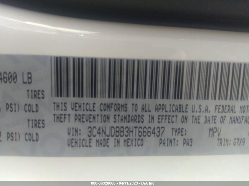 2017 JEEP COMPASS LATITUDE - 3C4NJDBB3HT666437