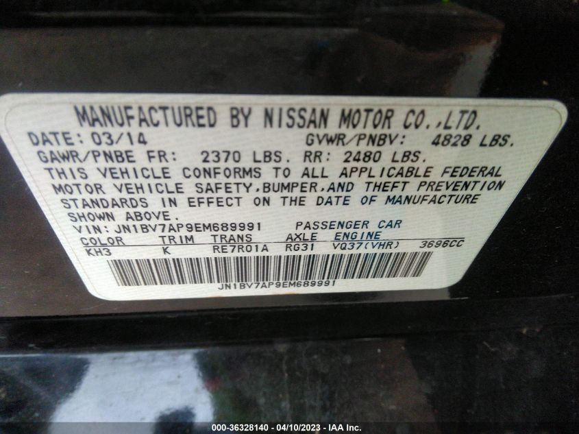2014 INFINITI Q50 - JN1BV7AP9EM689991