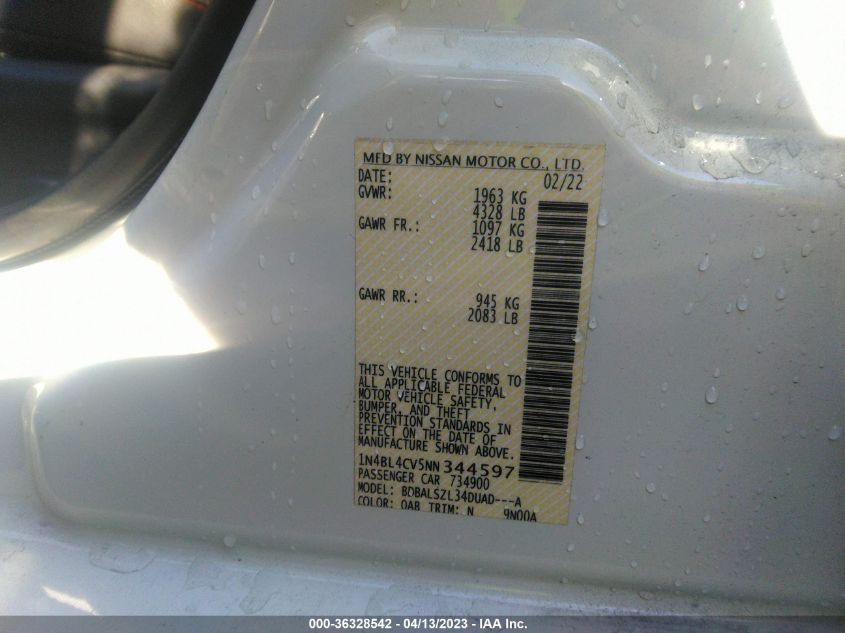 2022 NISSAN ALTIMA 2.5 SR - 1N4BL4CV5NN344597