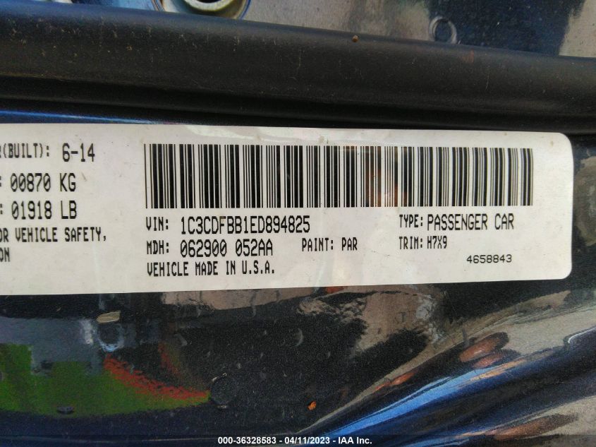 2014 DODGE DART SXT - 1C3CDFBB1ED894825
