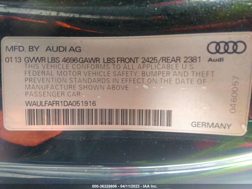 2013 AUDI A5 PREMIUM PLUS - WAULFAFR1DA051916