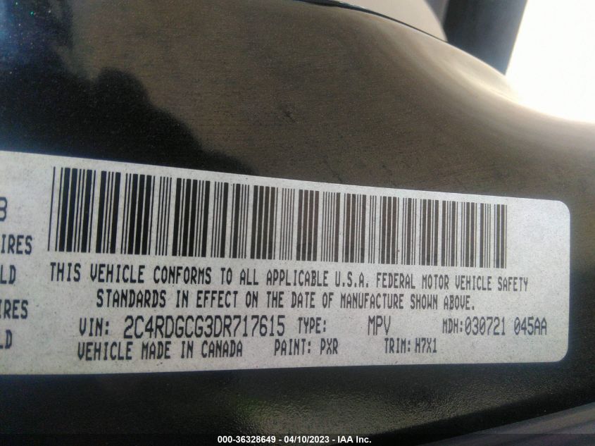 2013 DODGE GRAND CARAVAN SXT - 2C4RDGCG3DR717615