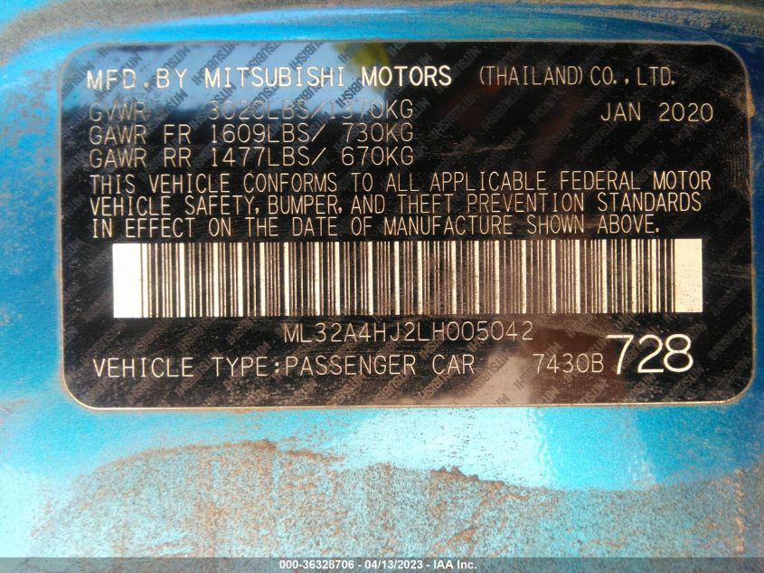 2020 MITSUBISHI MIRAGE SE - ML32A4HJ2LH005042