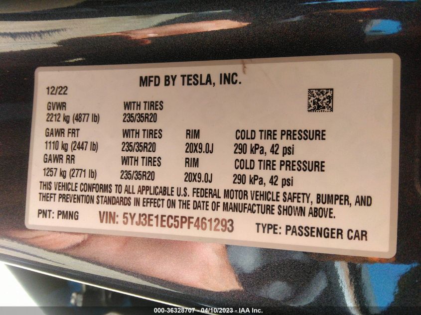 2023 TESLA MODEL 3 PERFORMANCE - 5YJ3E1EC5PF461293