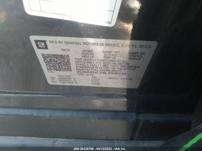 2020 CHEVROLET EQUINOX LS - 3GNAXHEV4LS548154