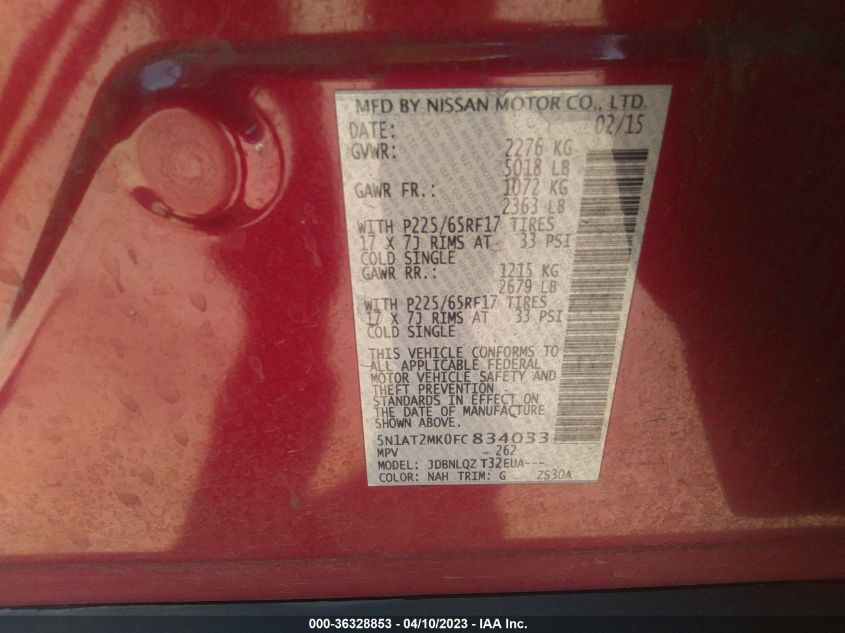 2015 NISSAN ROGUE SV - 5N1AT2MK0FC834033