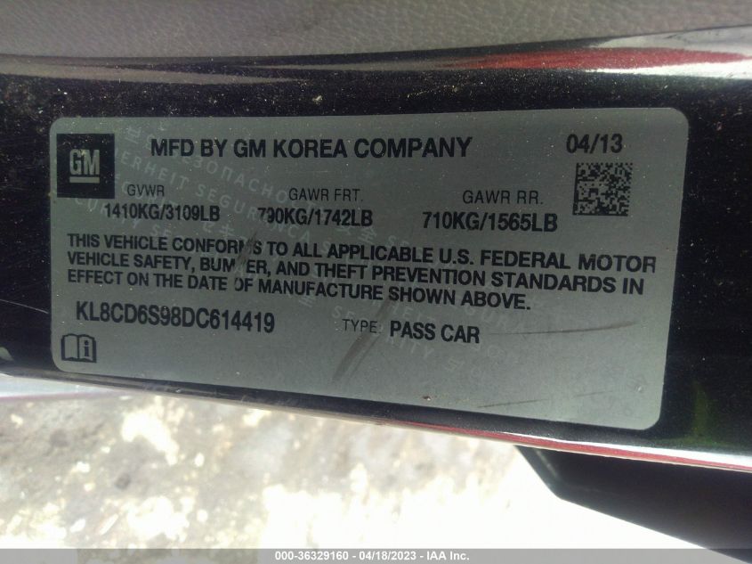 2013 CHEVROLET SPARK LT - KL8CD6S98DC614419