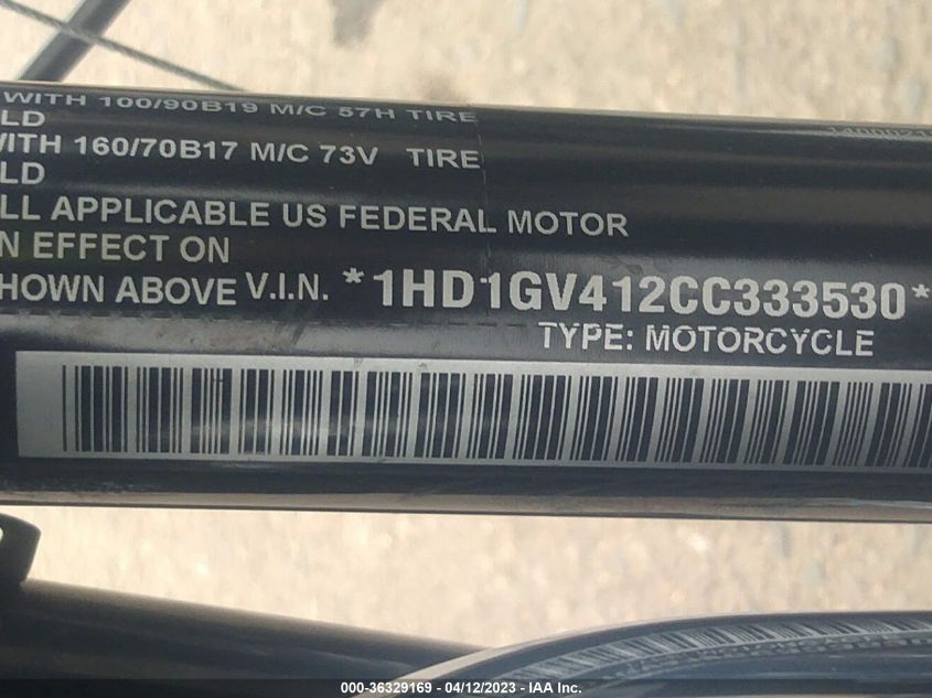 2012 HARLEY-DAVIDSON FXDC DYNA SUPER GLIDE - 1HD1GV412CC333530