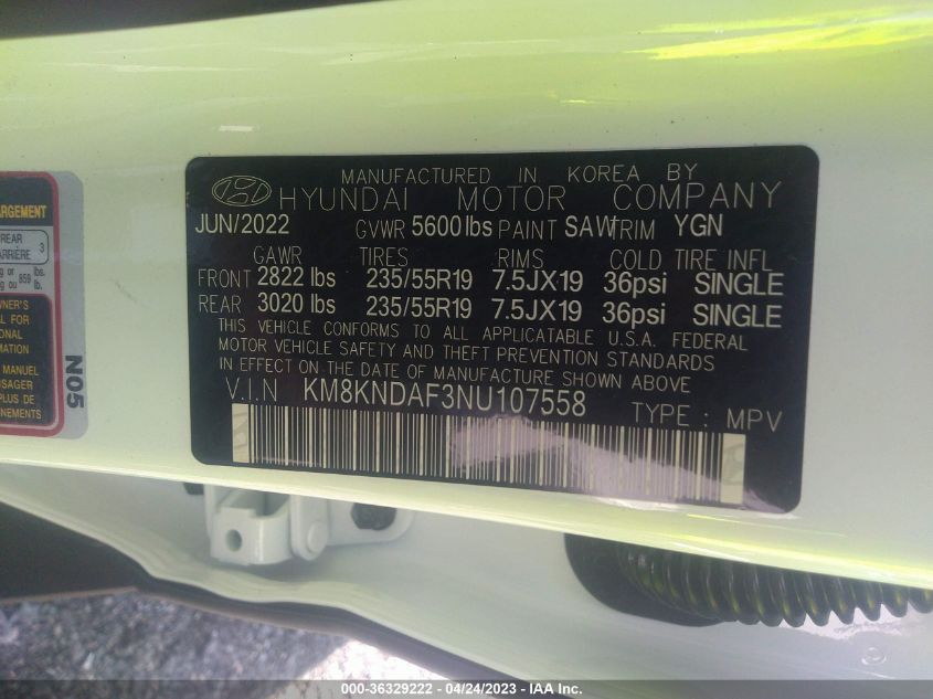 2022 HYUNDAI IONIQ 5 SEL KM8KNDAF3NU107558