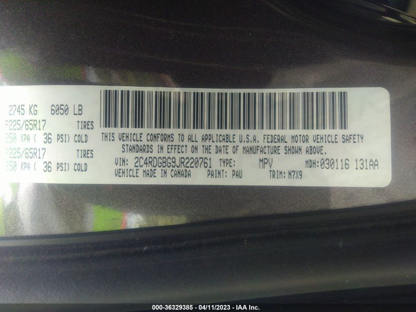 2018 DODGE GRAND CARAVAN SE PLUS - 2C4RDGBG9JR220761