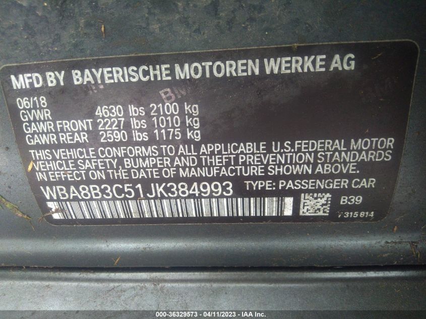 2018 BMW 3 SERIES 340I - WBA8B3C51JK384993
