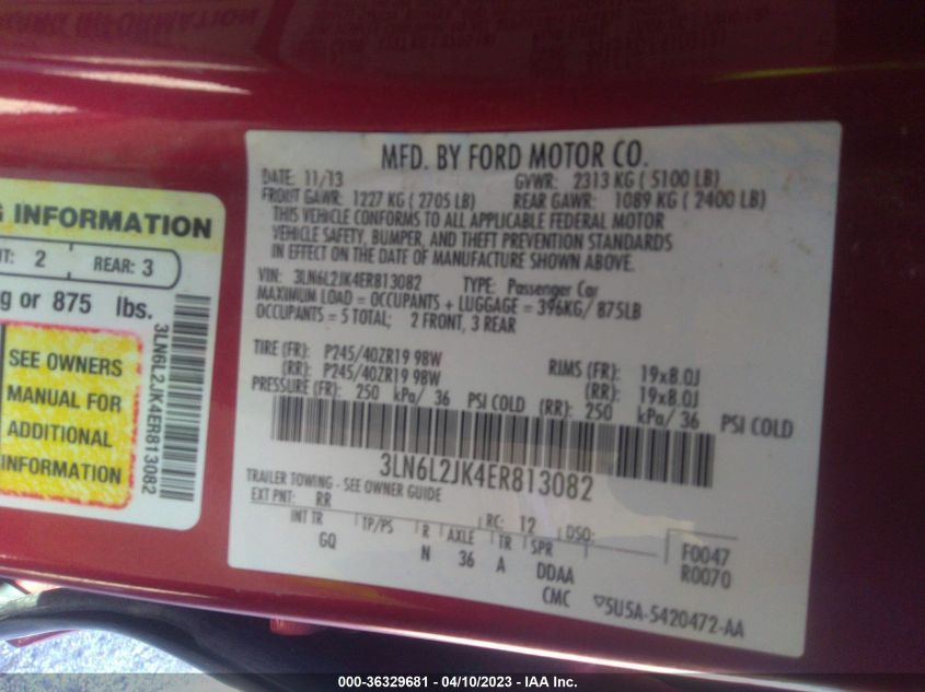 2014 LINCOLN MKZ - 3LN6L2JK4ER813082