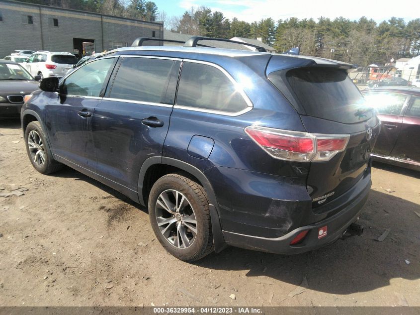 2016 TOYOTA HIGHLANDER XLE - 5TDJKRFH8GS277499