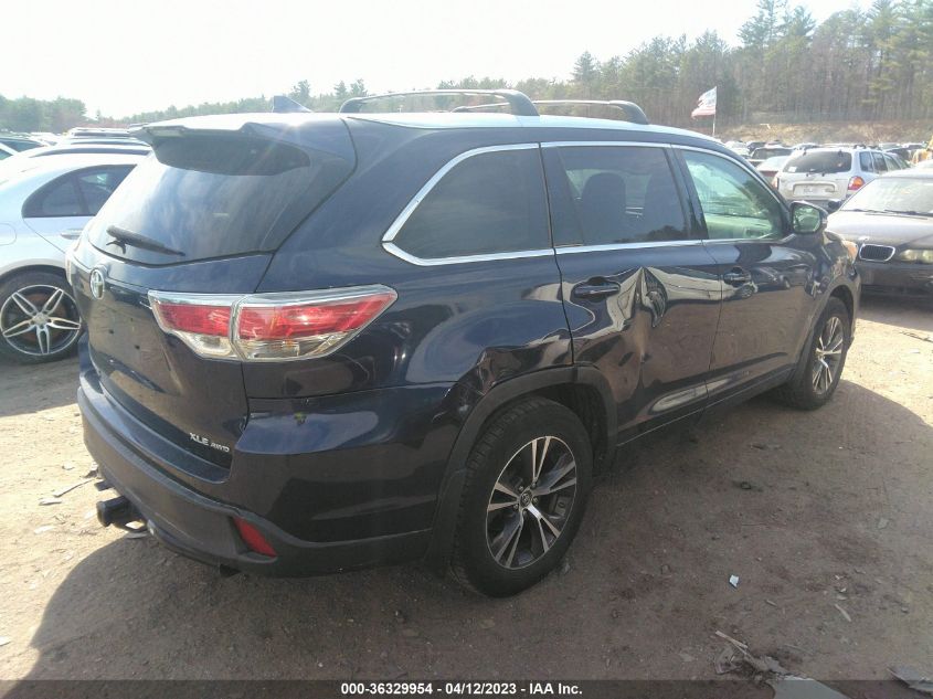 2016 TOYOTA HIGHLANDER XLE - 5TDJKRFH8GS277499