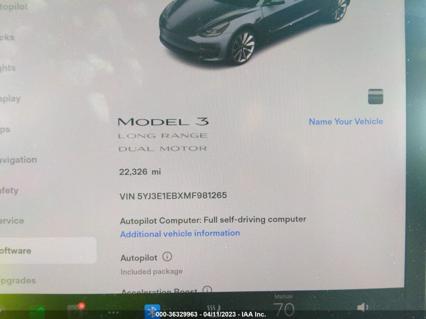 2021 TESLA MODEL 3 LONG RANGE - 5YJ3E1EBXMF981265