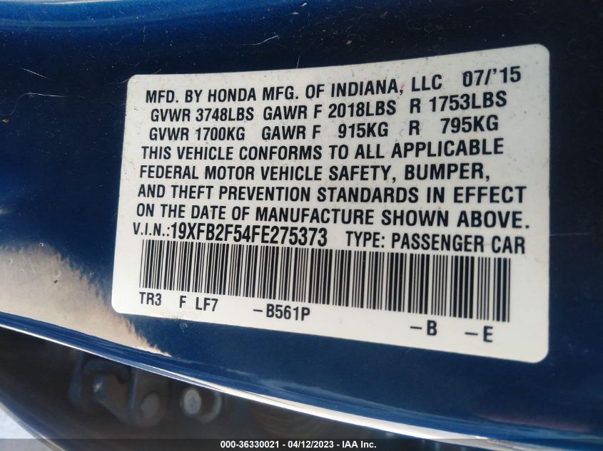 2015 HONDA CIVIC SEDAN LX - 19XFB2F54FE275373