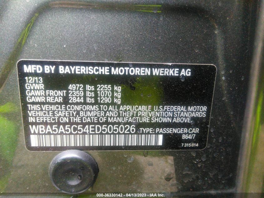 2014 BMW 5 SERIES 528I - WBA5A5C54ED505026