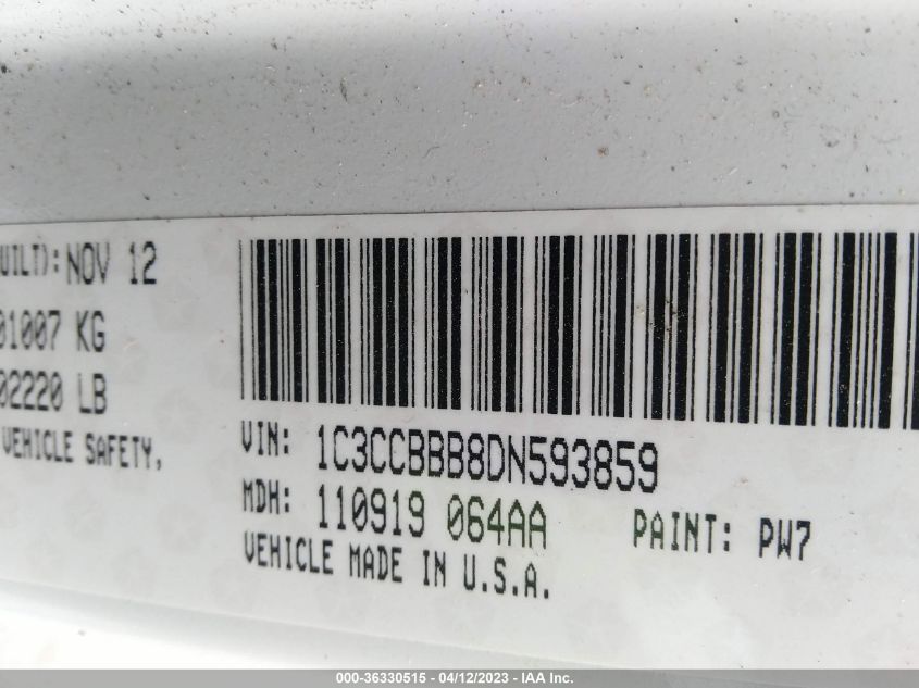2013 CHRYSLER 200 TOURING - 1C3CCBBB8DN593859