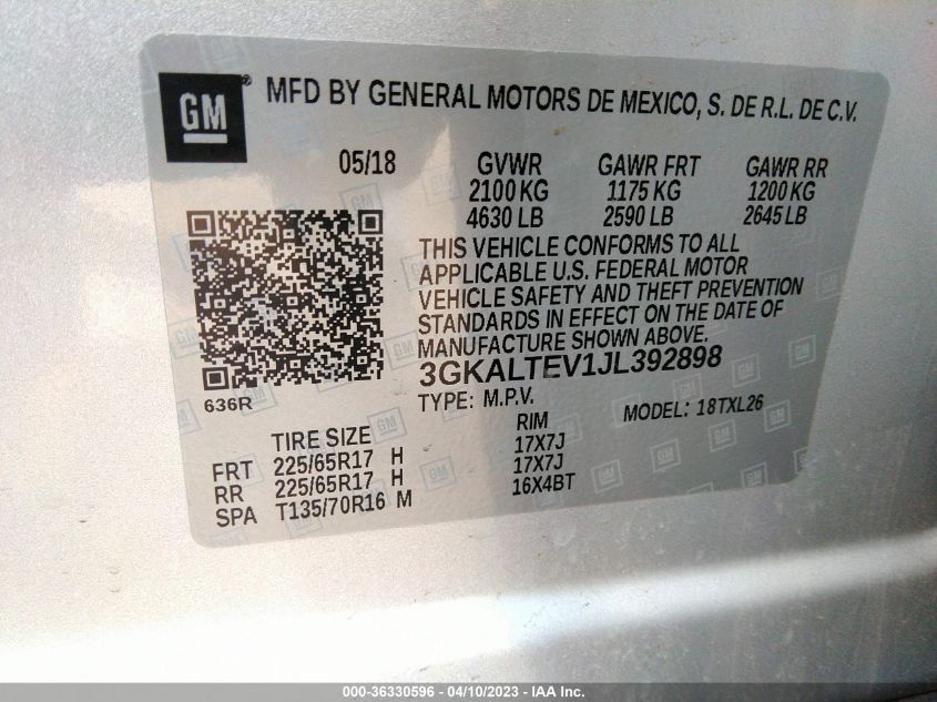 2018 GMC TERRAIN SLE - 3GKALTEV1JL392898