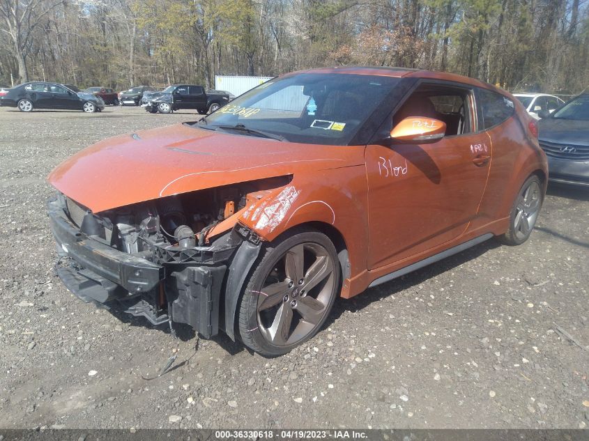 2013 HYUNDAI VELOSTER TURBO W/BLACK INT - KMHTC6AE1DU122006