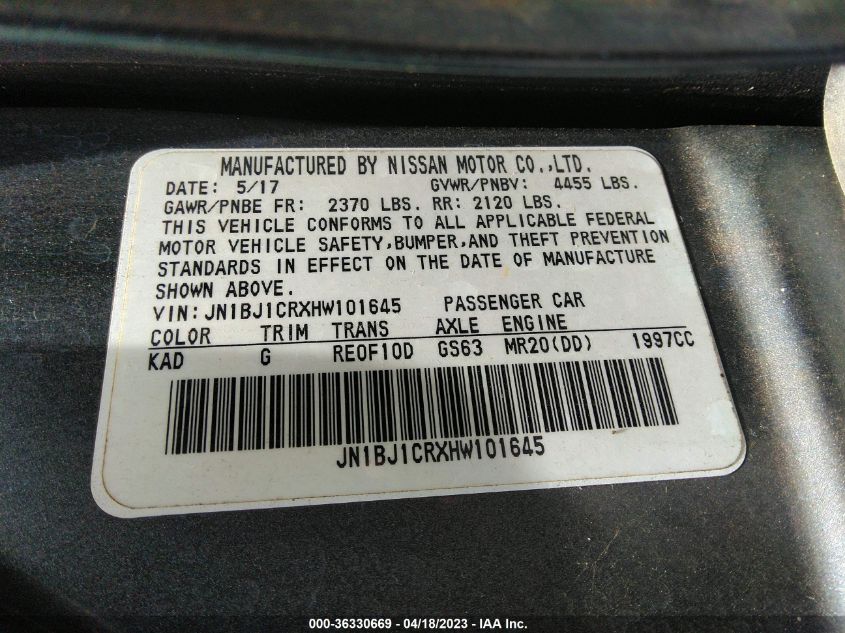 2017 NISSAN ROGUE SPORT SV - JN1BJ1CRXHW101645