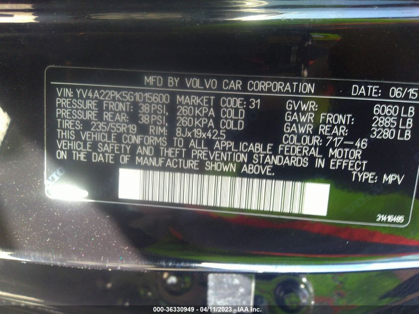 2016 VOLVO XC90 T6 MOMENTUM - YV4A22PK5G1015600