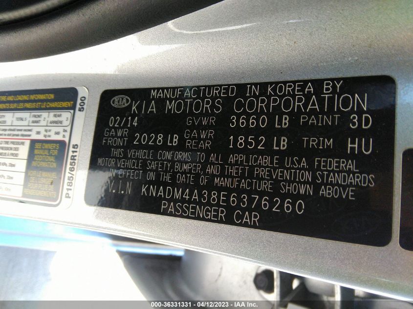 2014 KIA RIO LX - KNADM4A38E6376260