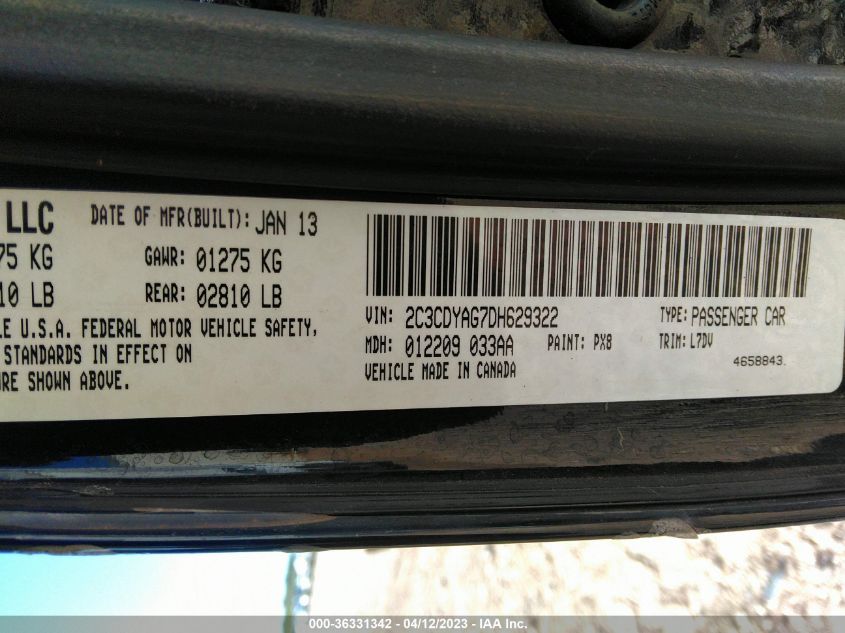 2013 DODGE CHALLENGER SXT - 2C3CDYAG7DH629322
