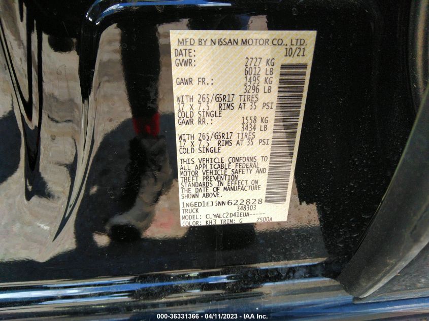 2022 NISSAN FRONTIER SV - 1N6ED1EJ5NN622828